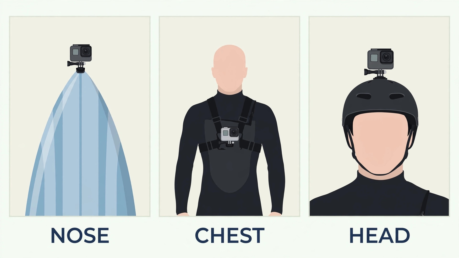 Nose, chest and head camera mount positions compared