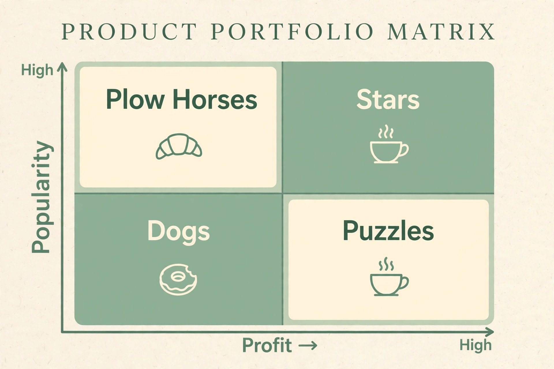 Matrix of Stars, Plow Horses, Puzzles and Dogs plotted by Popularity and Profit
