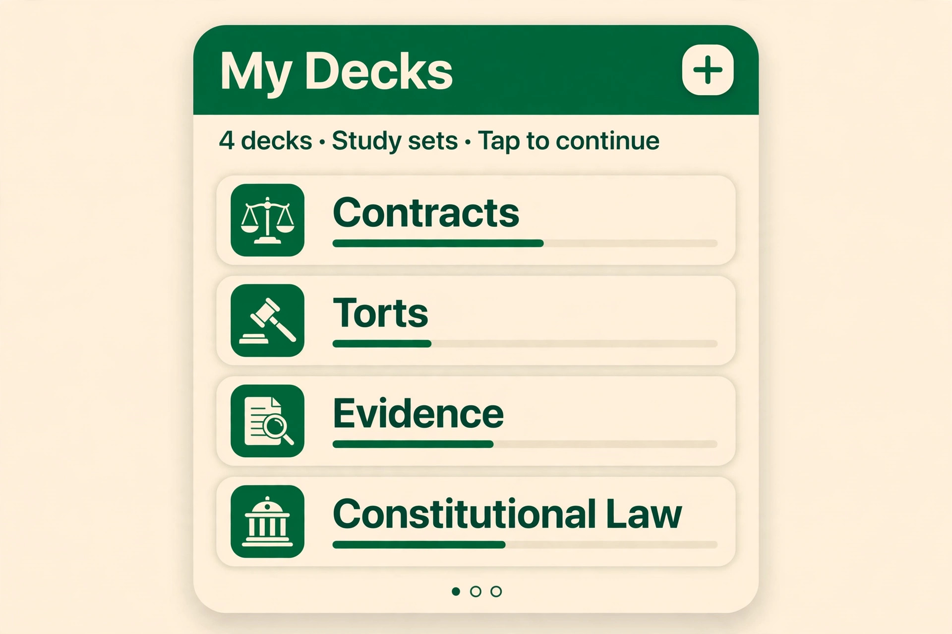 Deck list with daily review counts