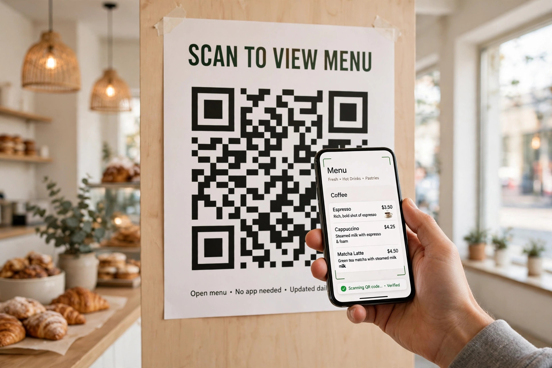 Screenshot style image of a phone scanning a QR code