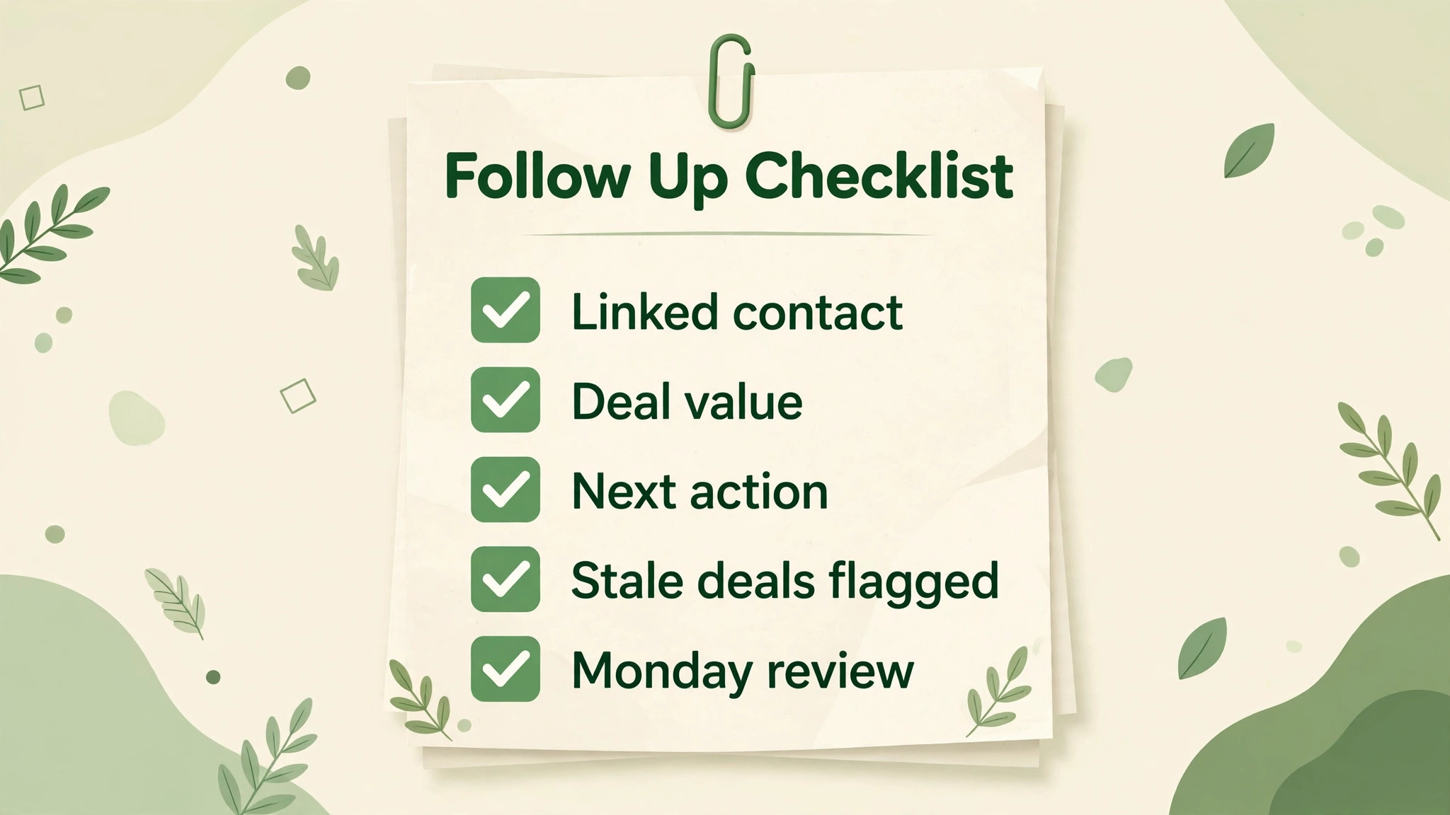 follow up checklist for deals