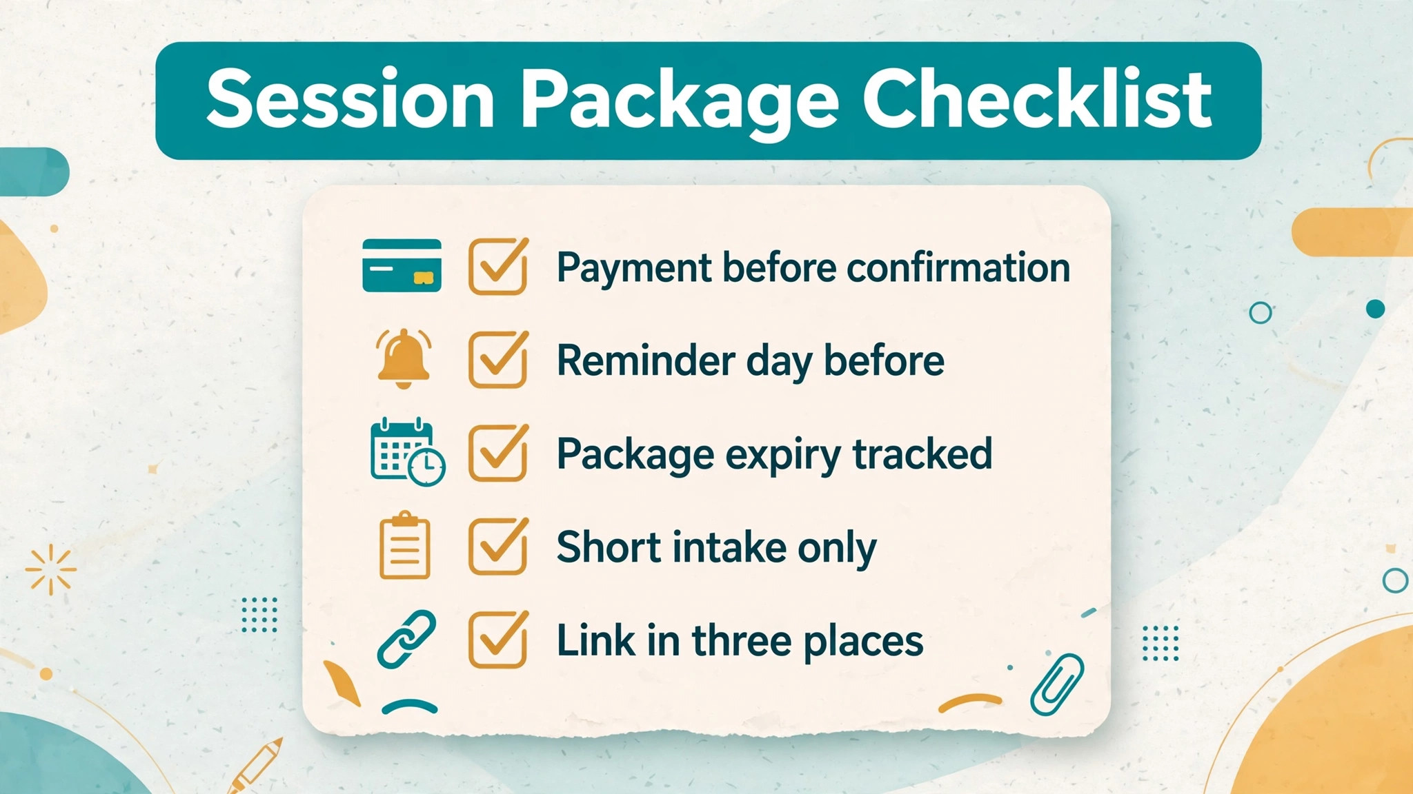 session package checklist