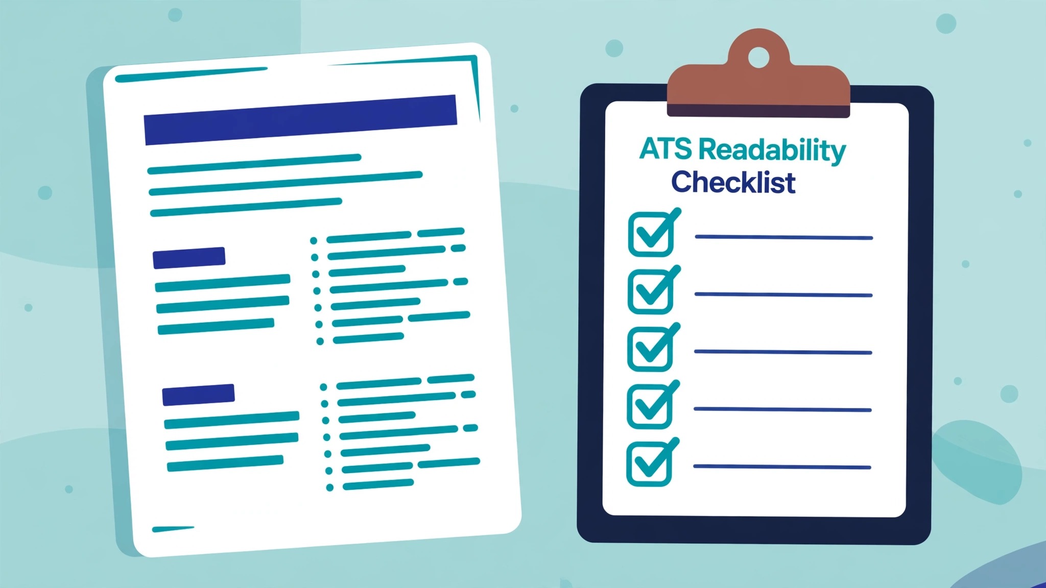 ATS readability checklist beside a resume