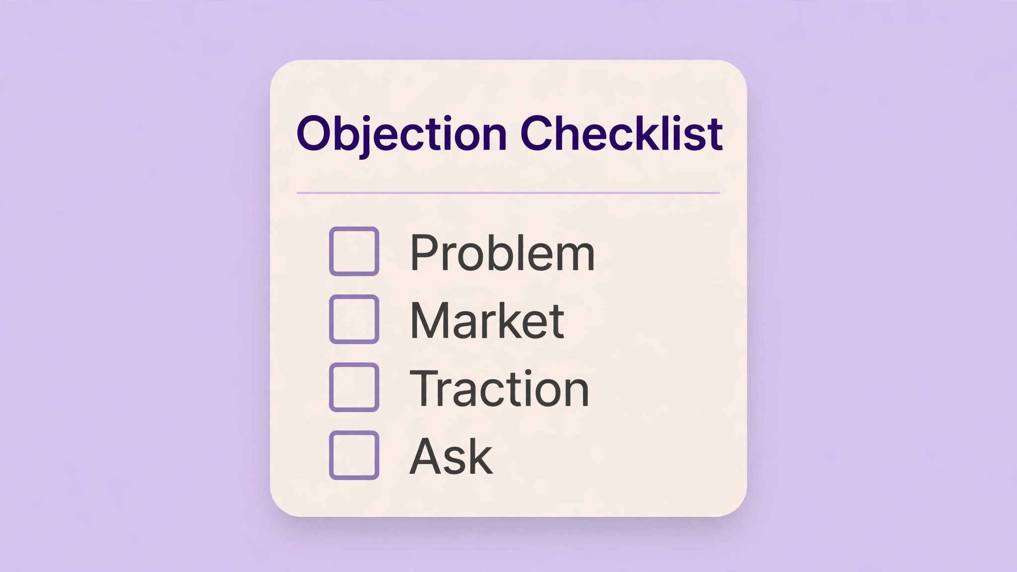 objection checklist for founders