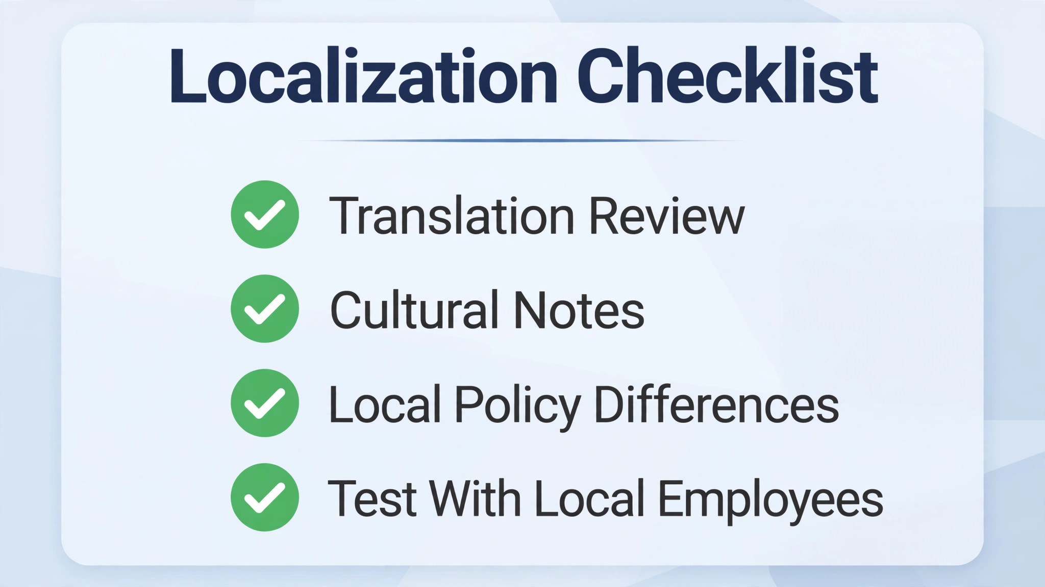 localization checklist for training videos
