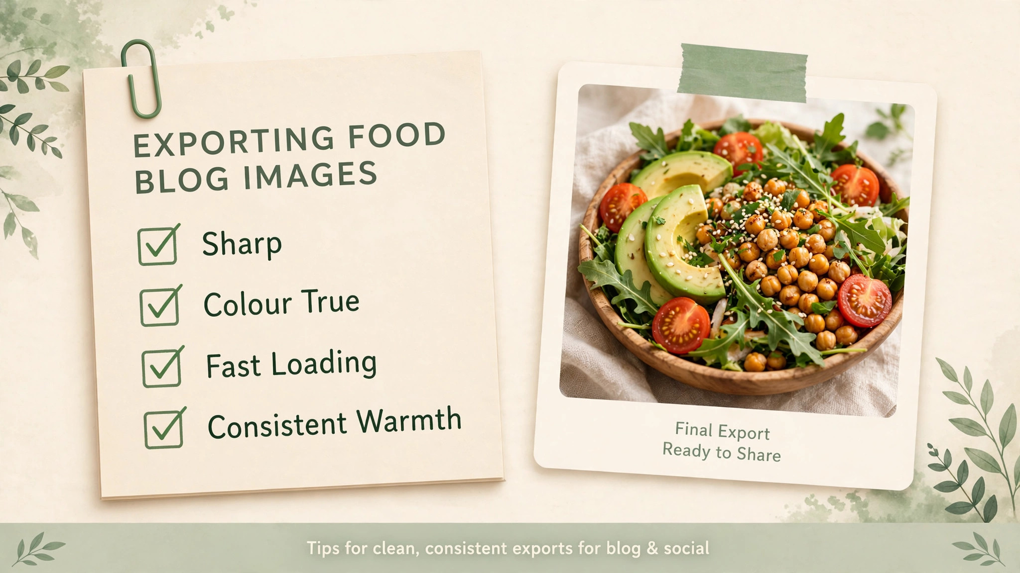 export checklist for food blog images