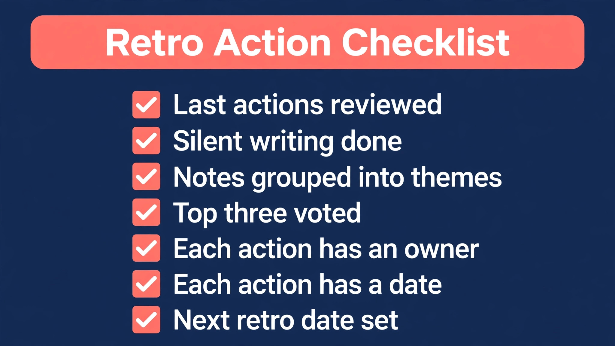 action item checklist for retrospectives