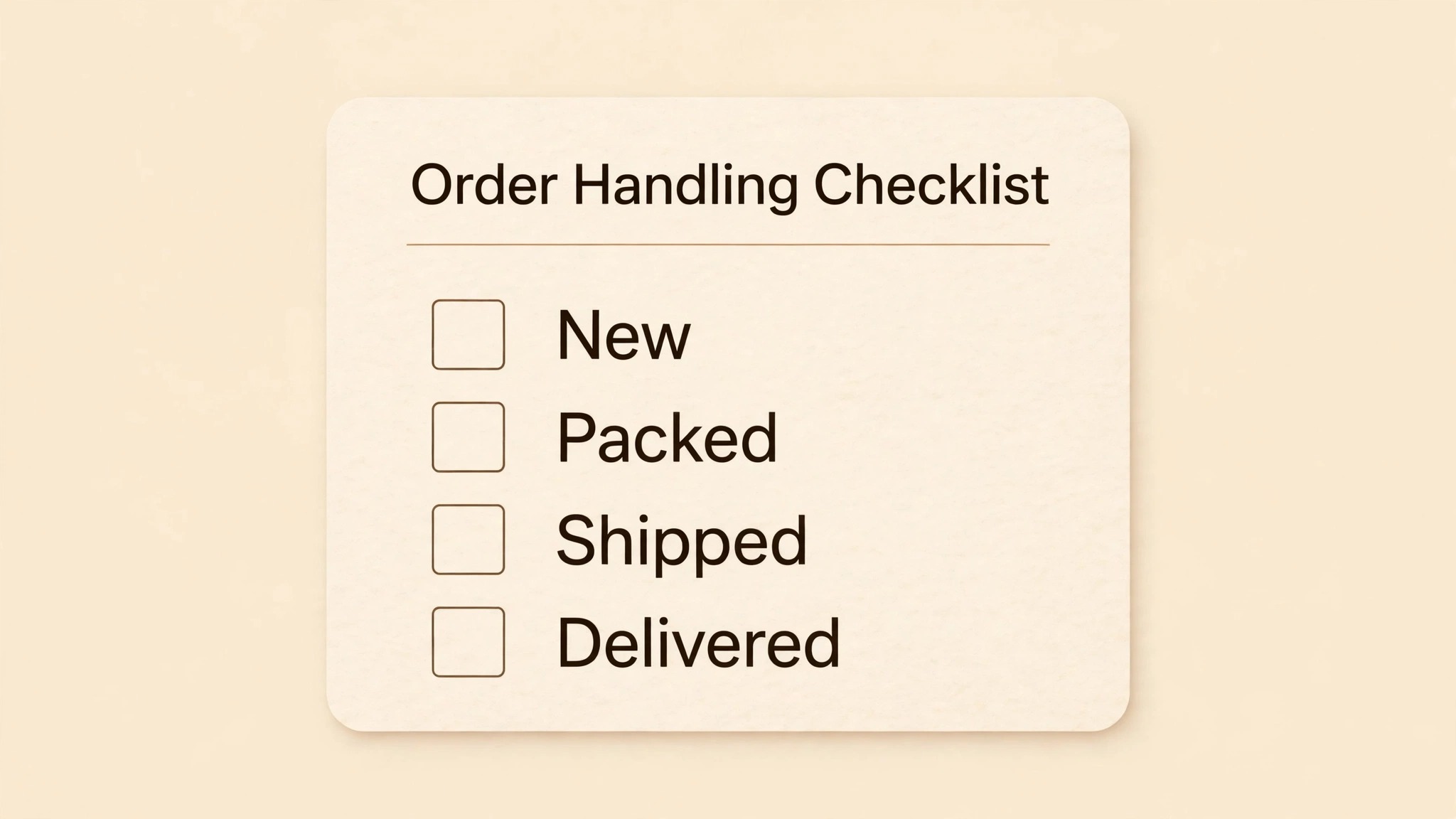order handling checklist