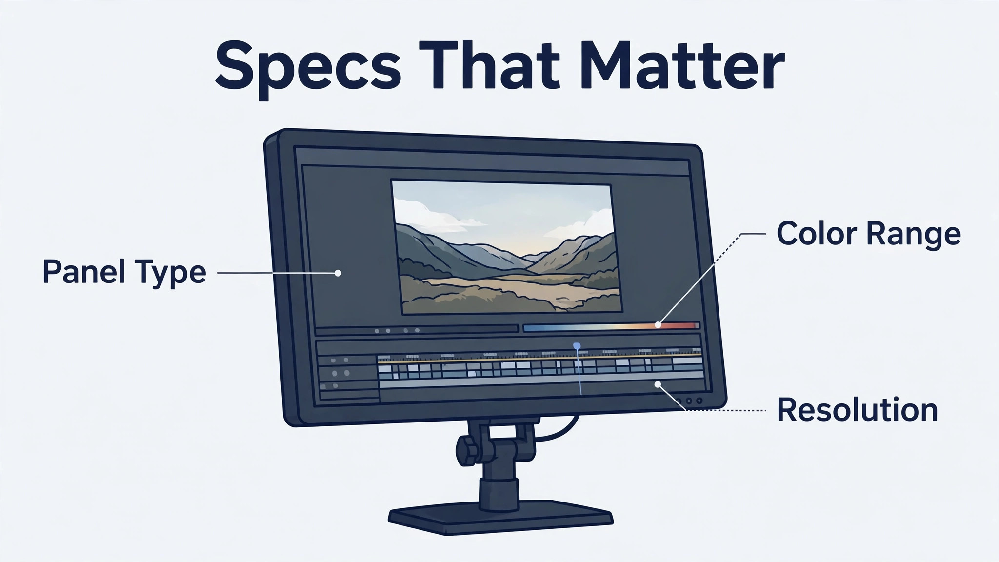 best video editing monitor under 500 visual tied to the The Specs That Matter Most, Explained section of this guide