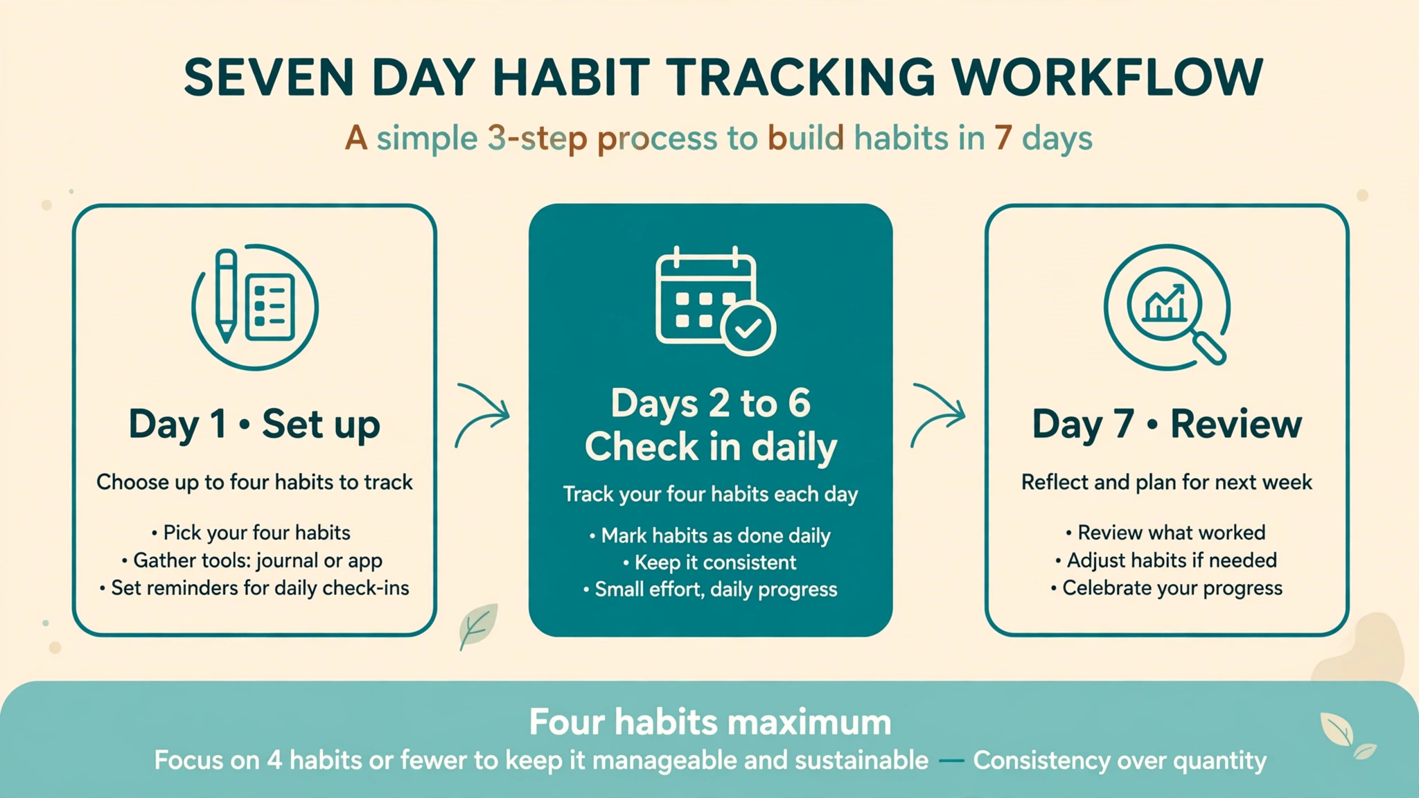 Seven day habit tracking workflow steps