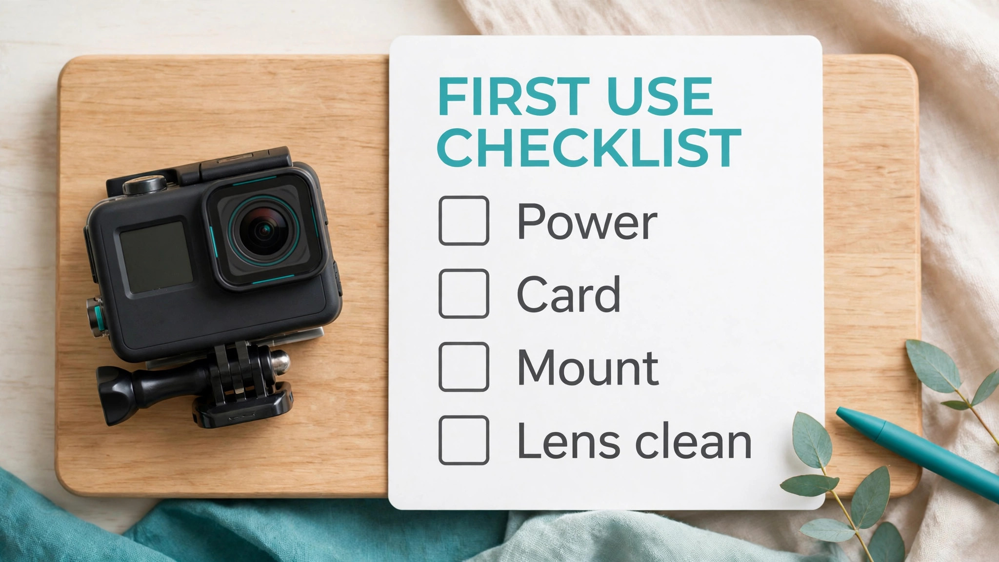 First use checklist for GoPro power card and mounts