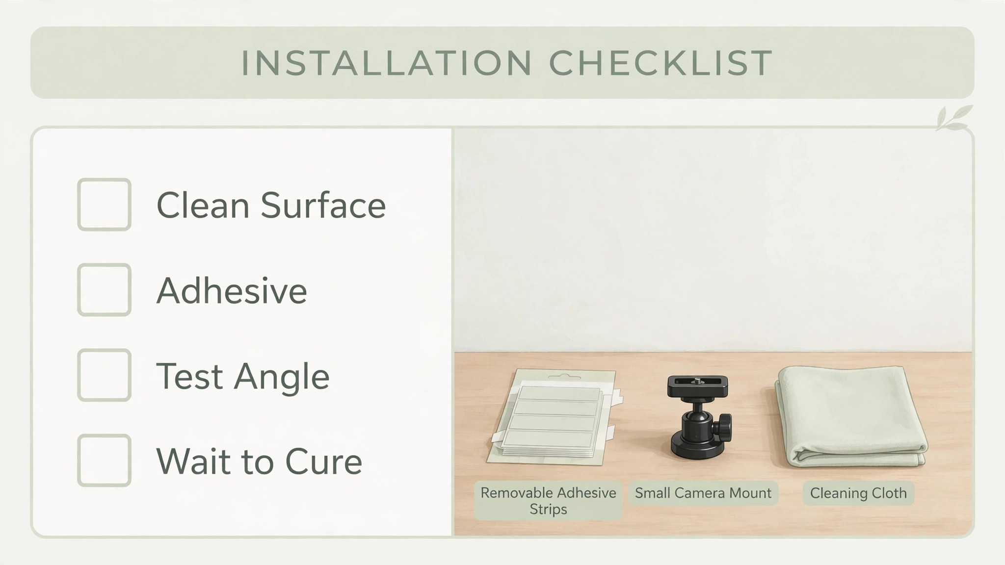No-drill mounting checklist for apartment cameras