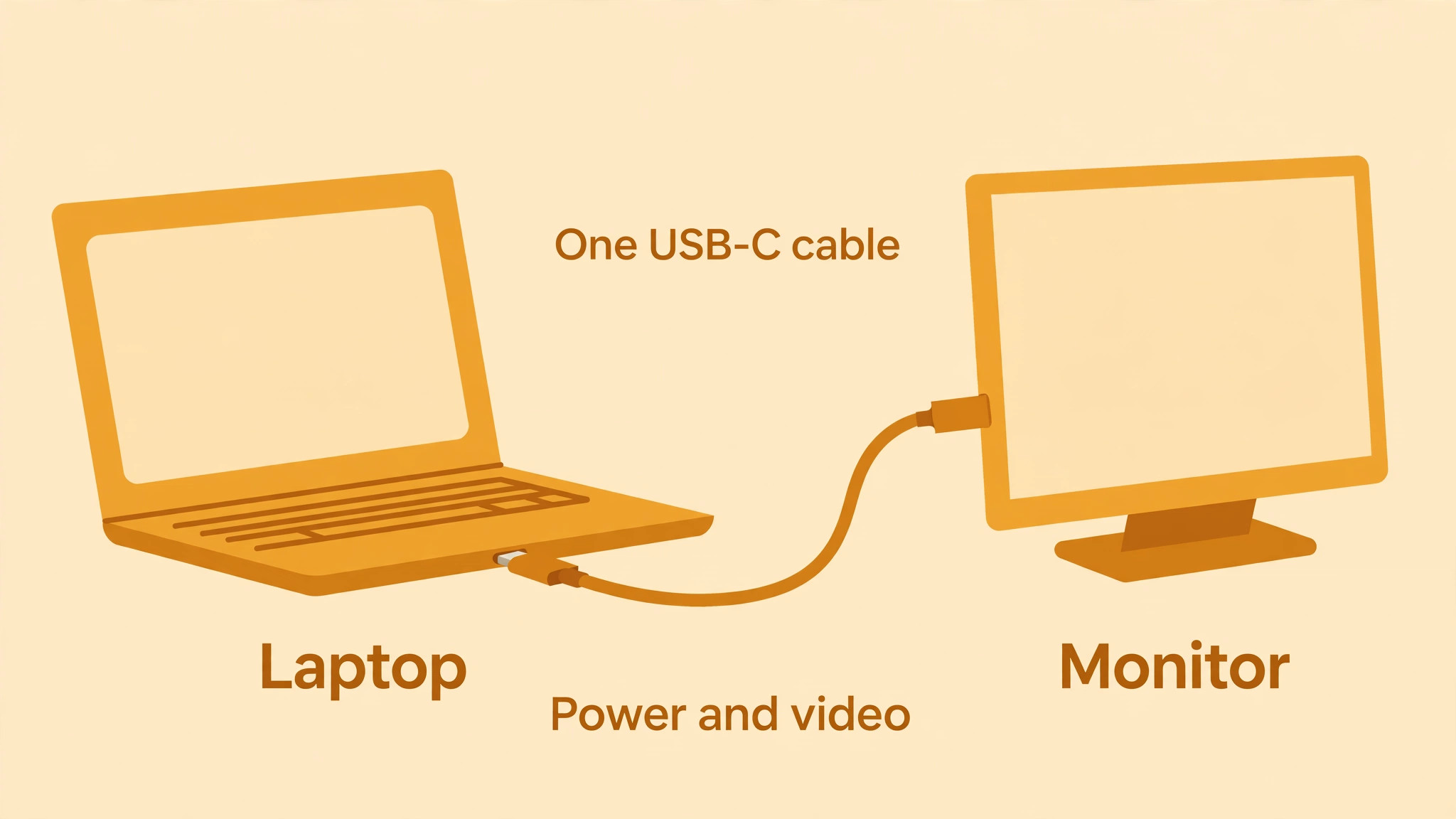 Diagram of USB-C video and power for a portable monitor