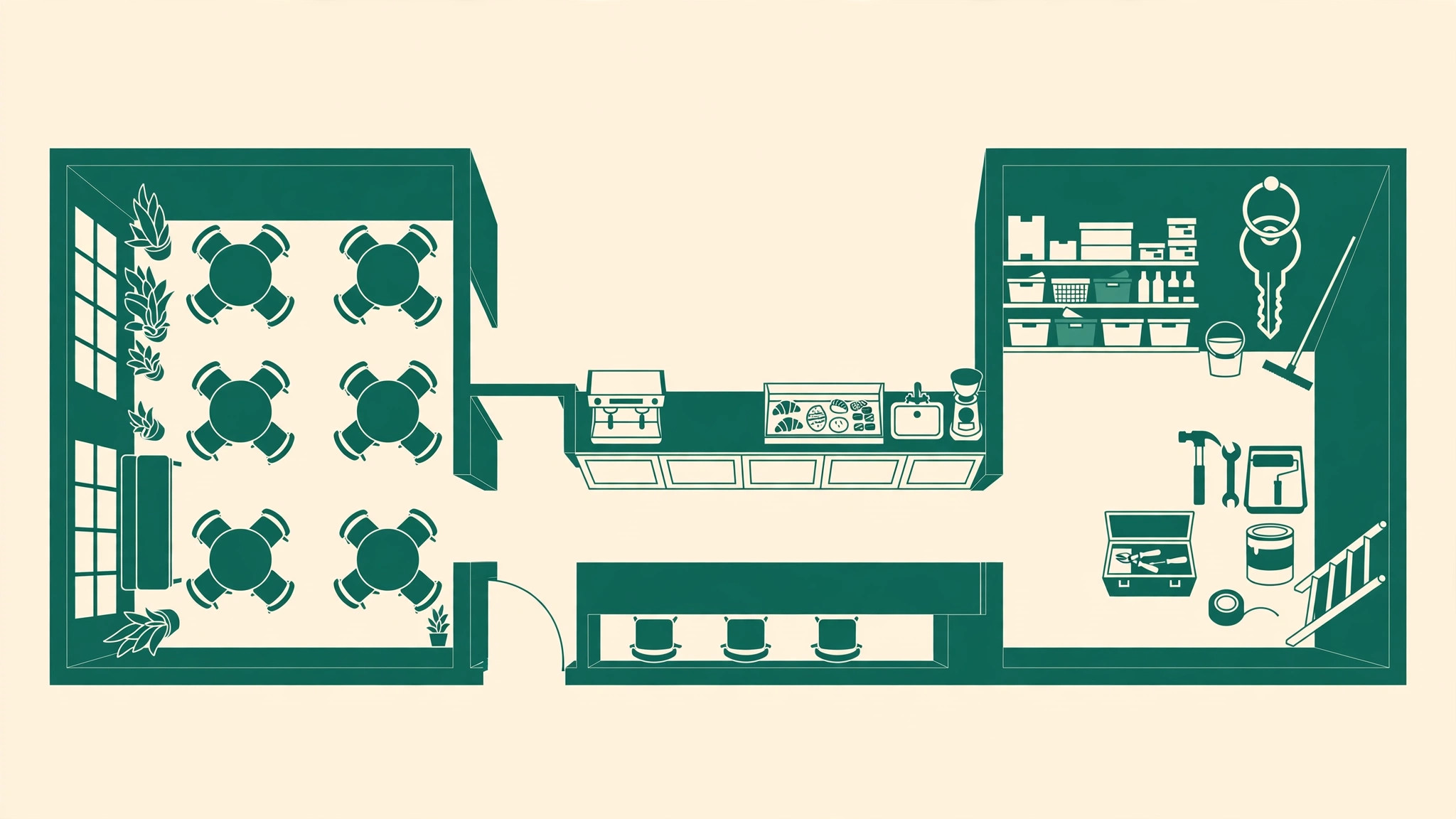 Coffee shop lease and buildout diagram
