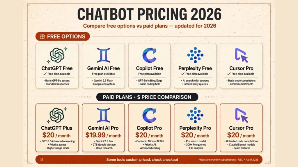 Claude alternatives pricing compared, free tiers and paid prices for 2026