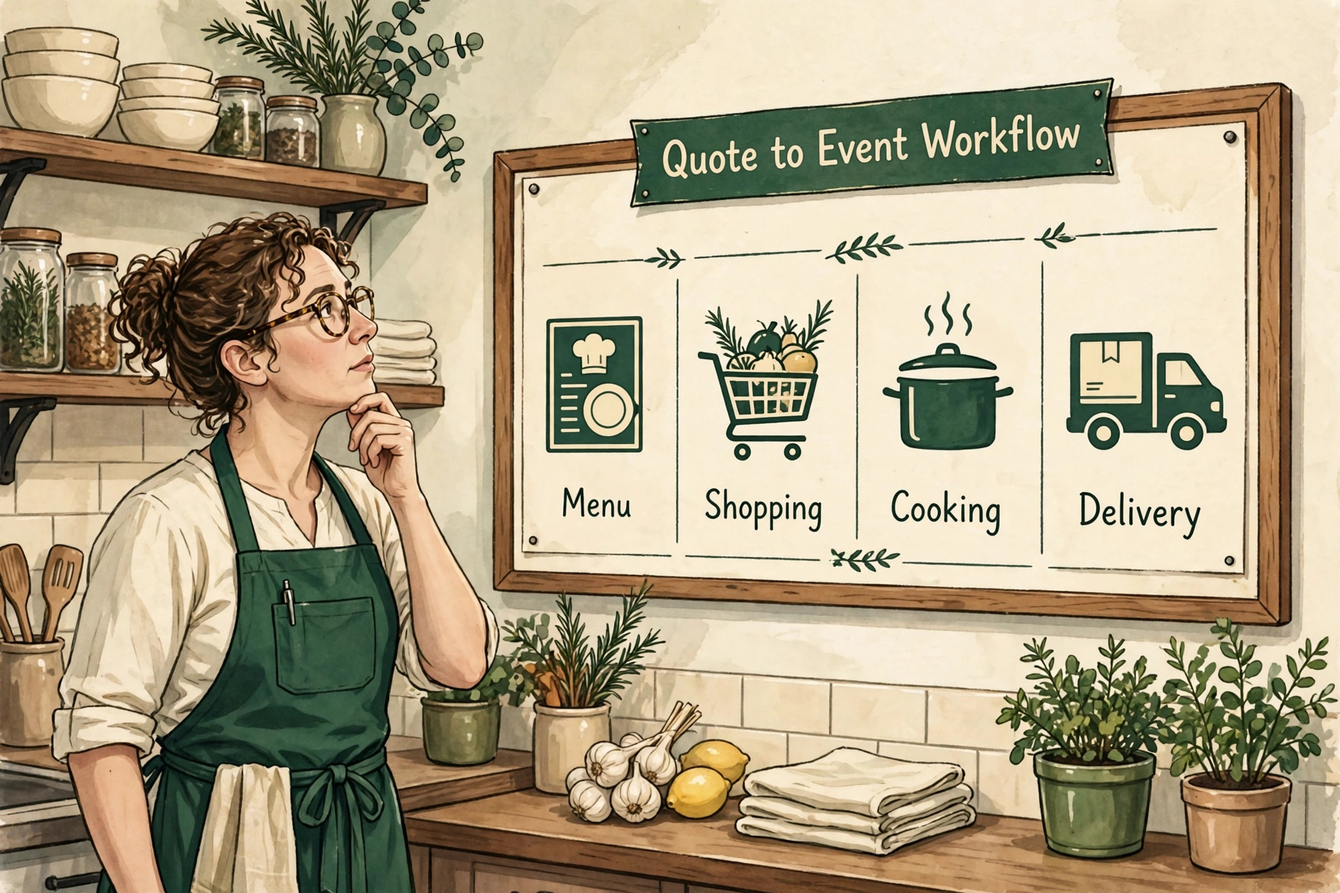 workflow image illustrating a key idea for a catering business