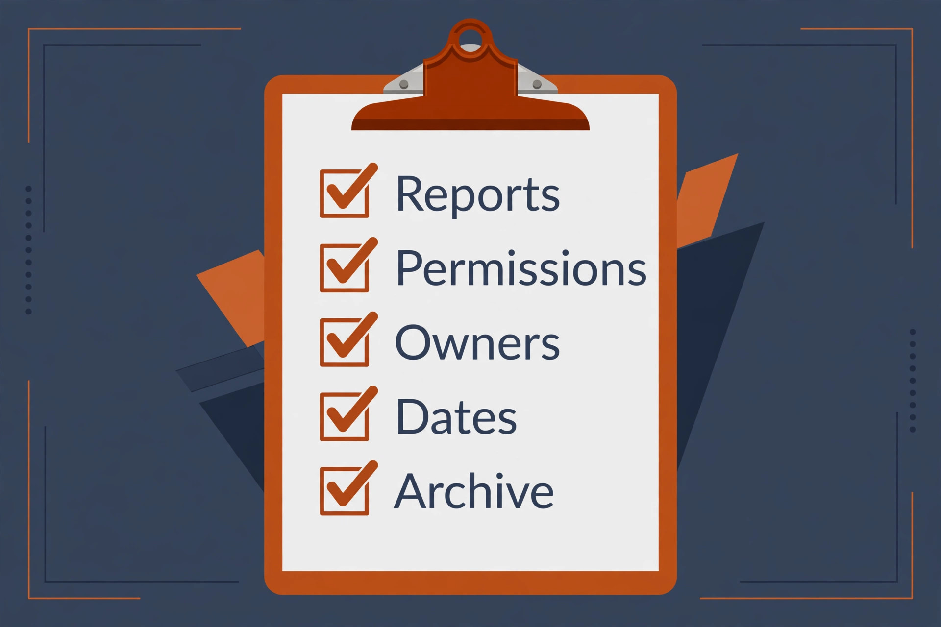 checklist visual for reporting and permissions migration.