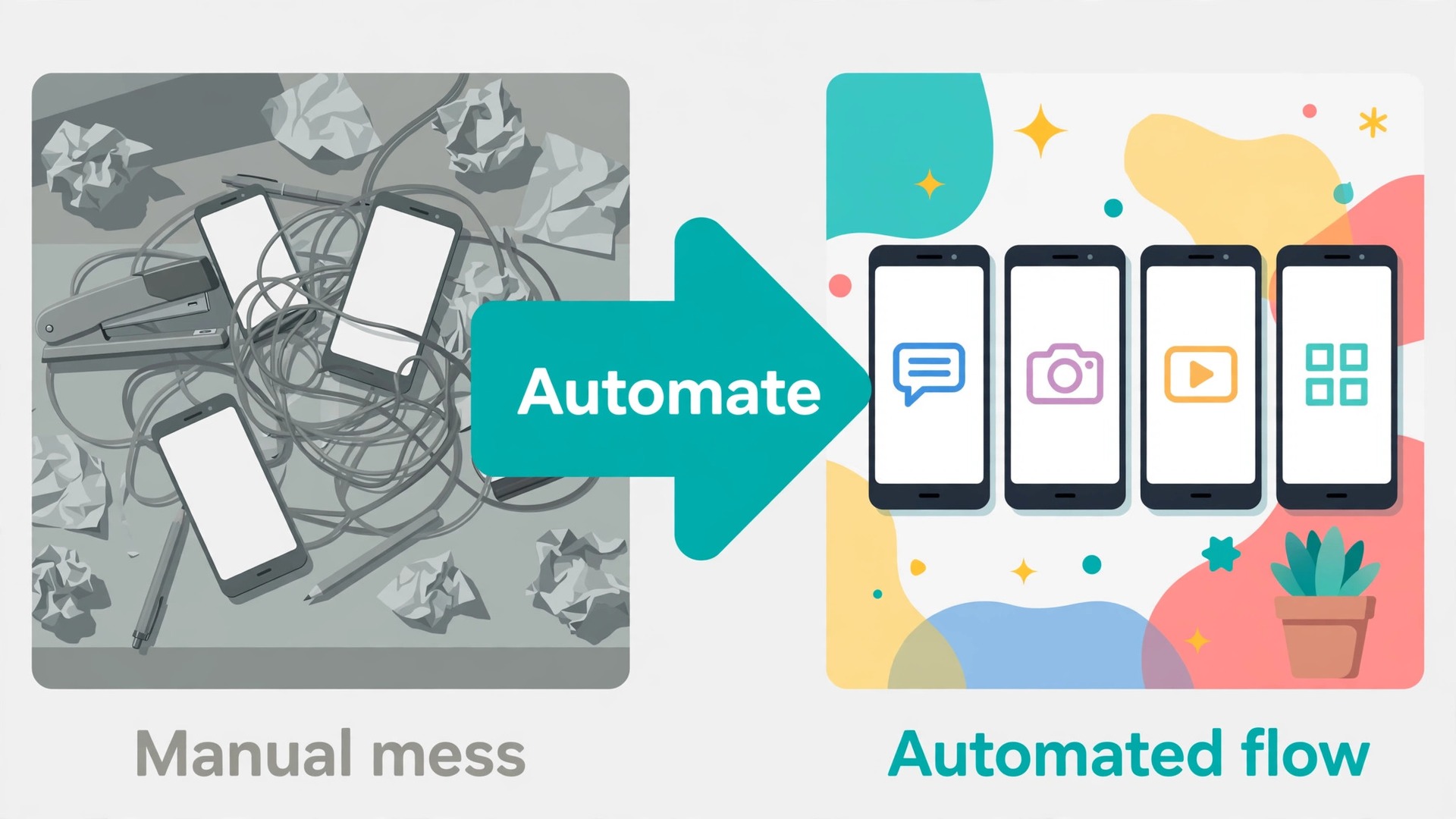 Before and after of manual crossposting versus automated crossposting