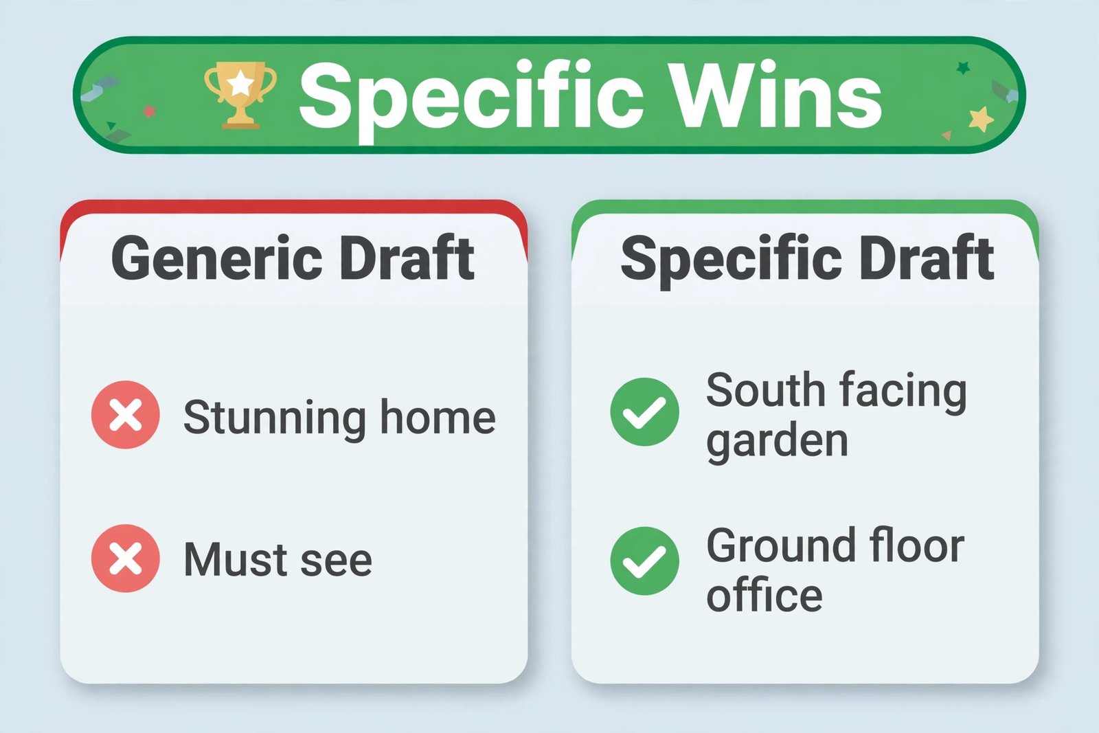 Comparison of generic and specific real estate listing drafts