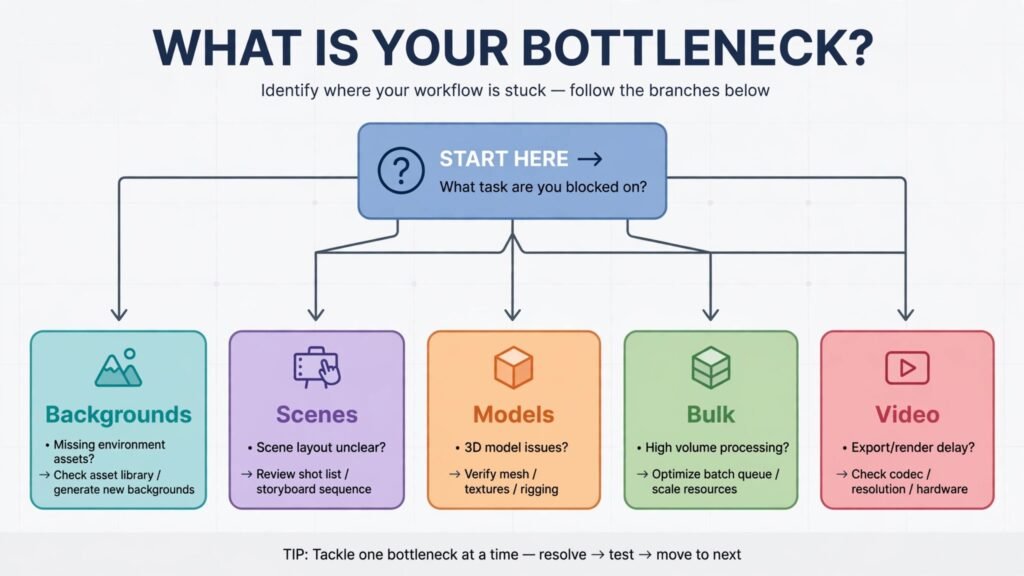 Decision flowchart, pick the right ecommerce photo tool for your bottleneck