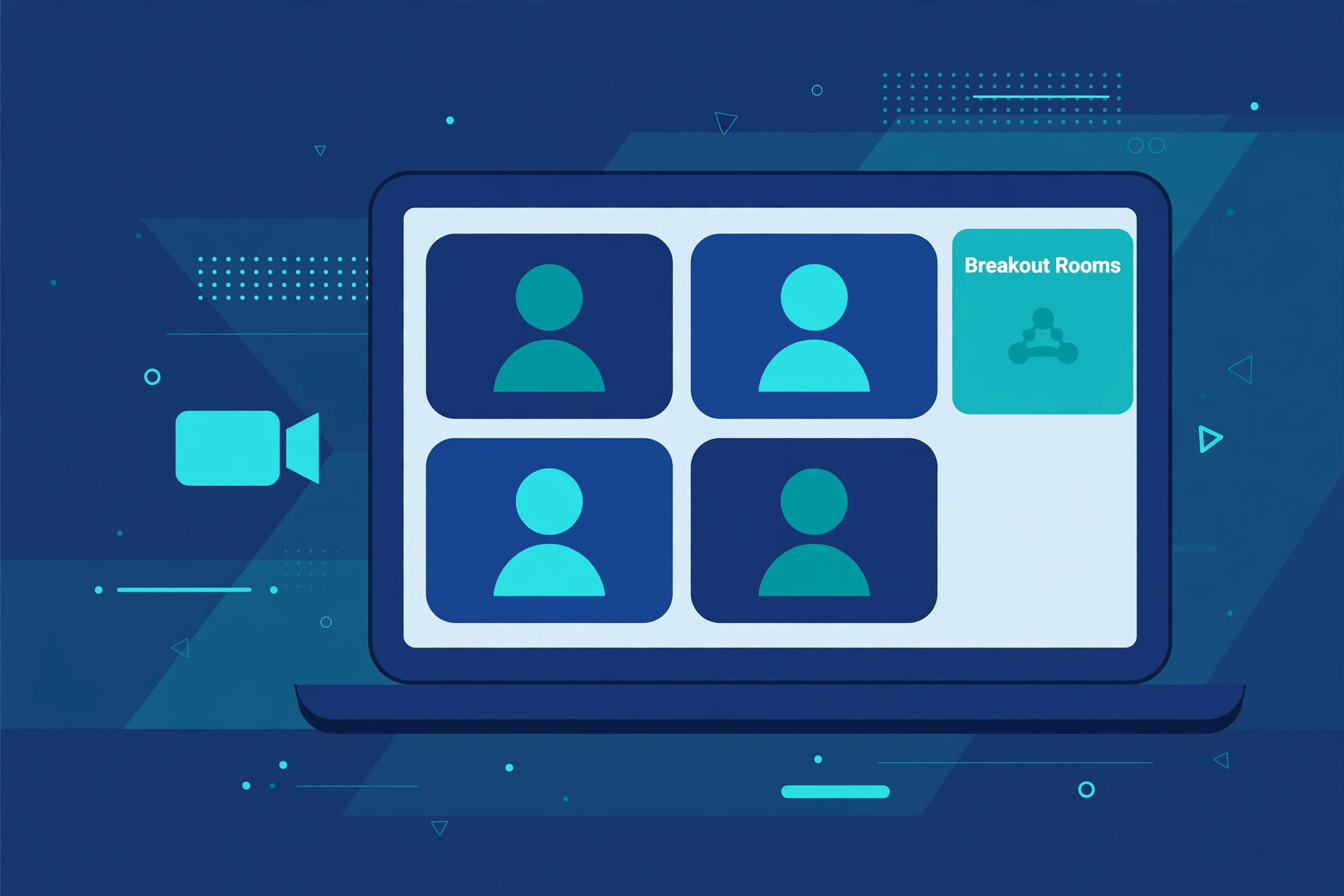 A Webex meeting with breakout rooms on a laptop.
