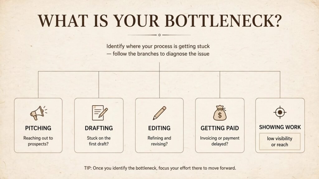 Decision flowchart, pick the right freelance writing tool for your bottleneck