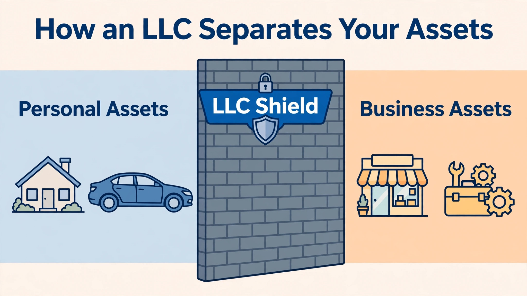 A diagram of liability separation for an LLC.