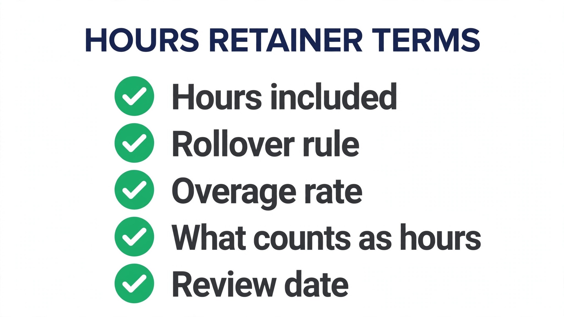 Hours retainer terms checklist