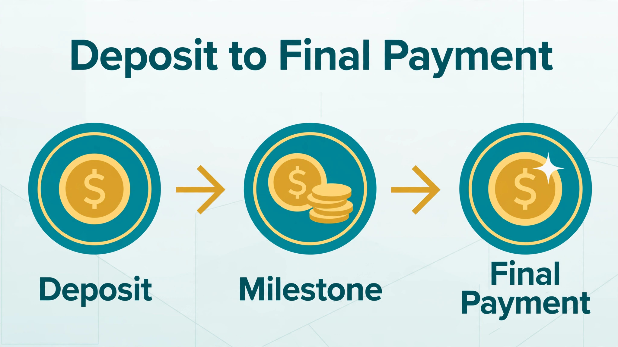 Diagram concept. A payment schedule diagram from deposit to milestone to final payment