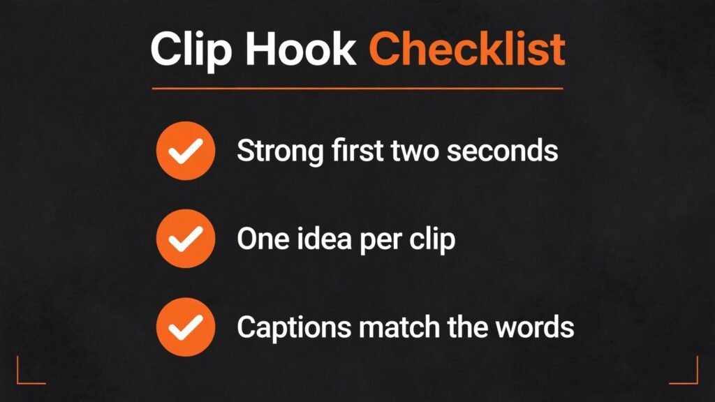 Short-form clip hook checklist for creators