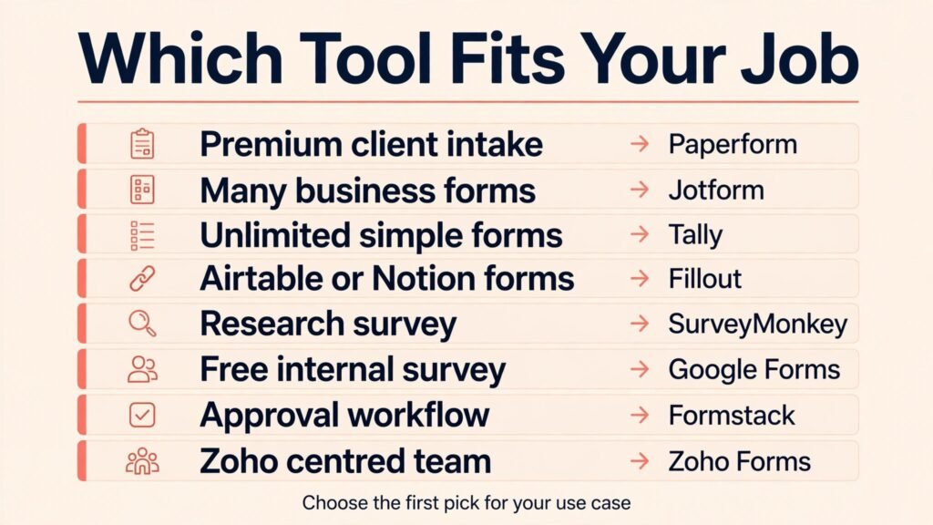 Choose a Typeform alternative decision map