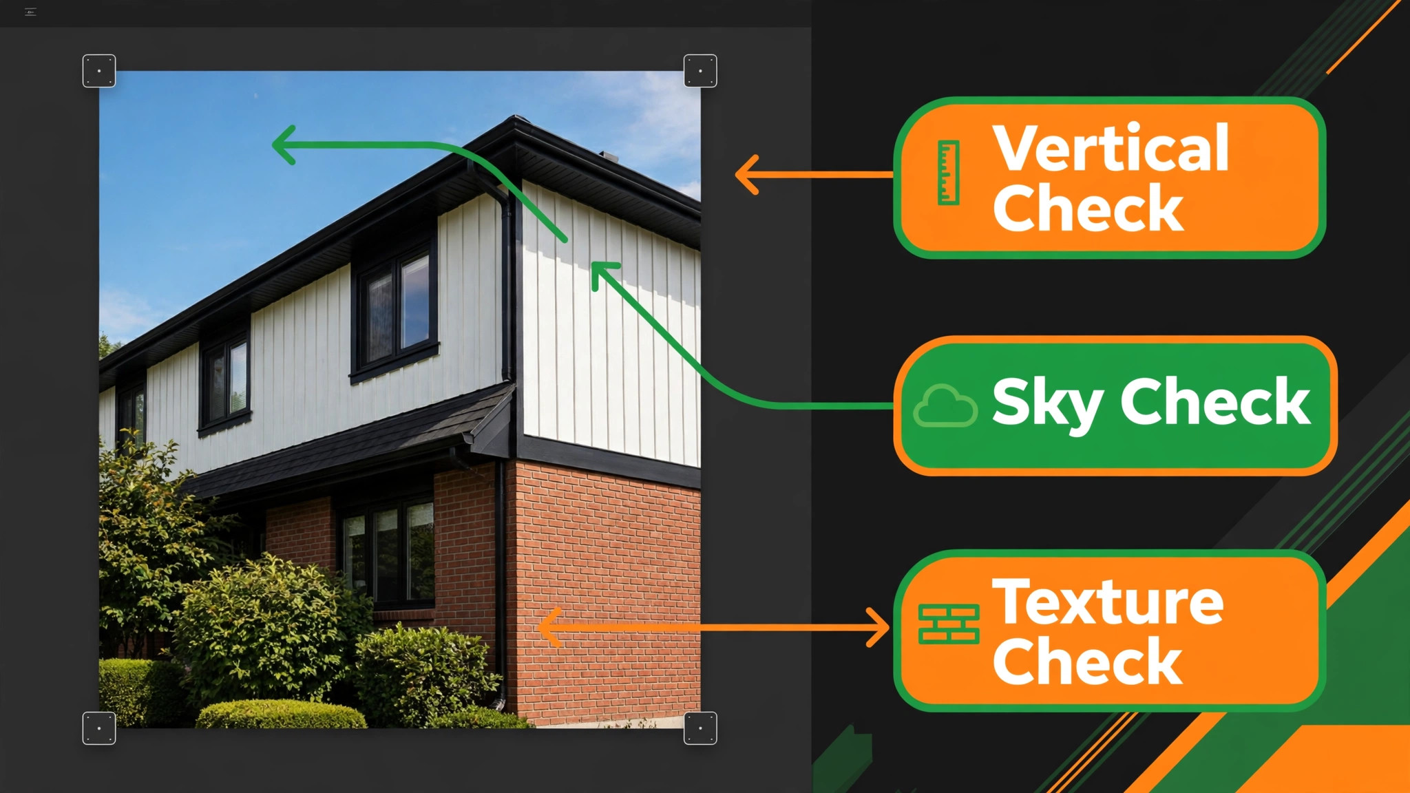 annotated real estate editing screen with checks