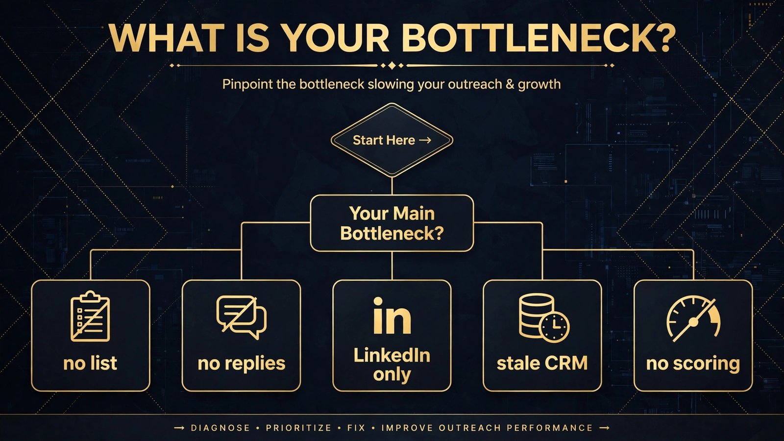Decision flowchart, pick the right sales prospecting tool for your bottleneck