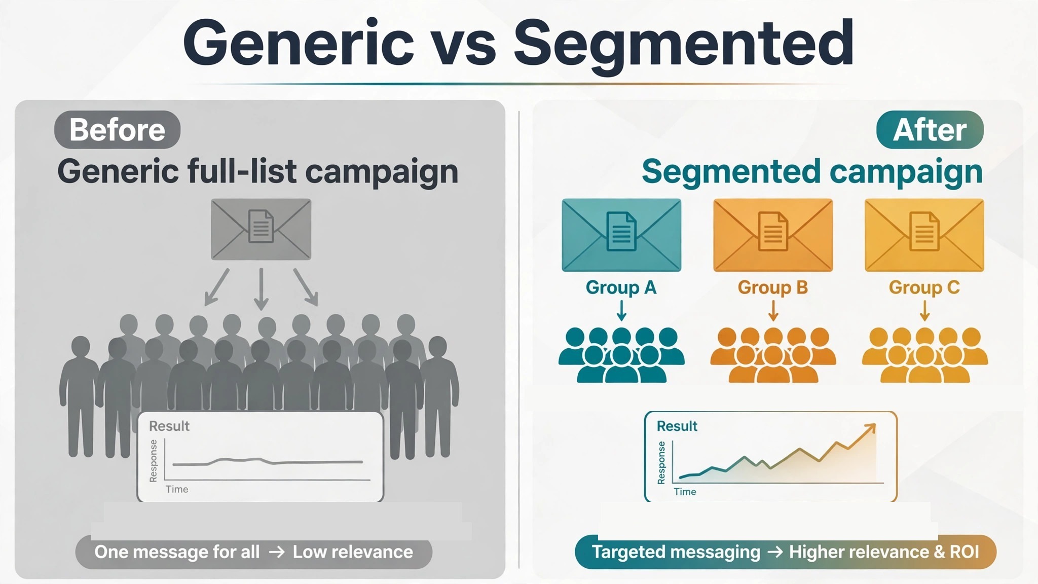 Before and after Mailjet segmentation
