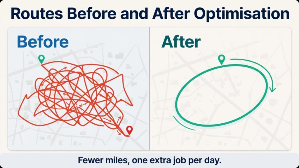 Pest control route before and after optimisation