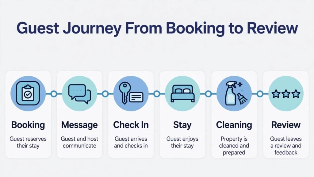 Airbnb guest journey from booking to review