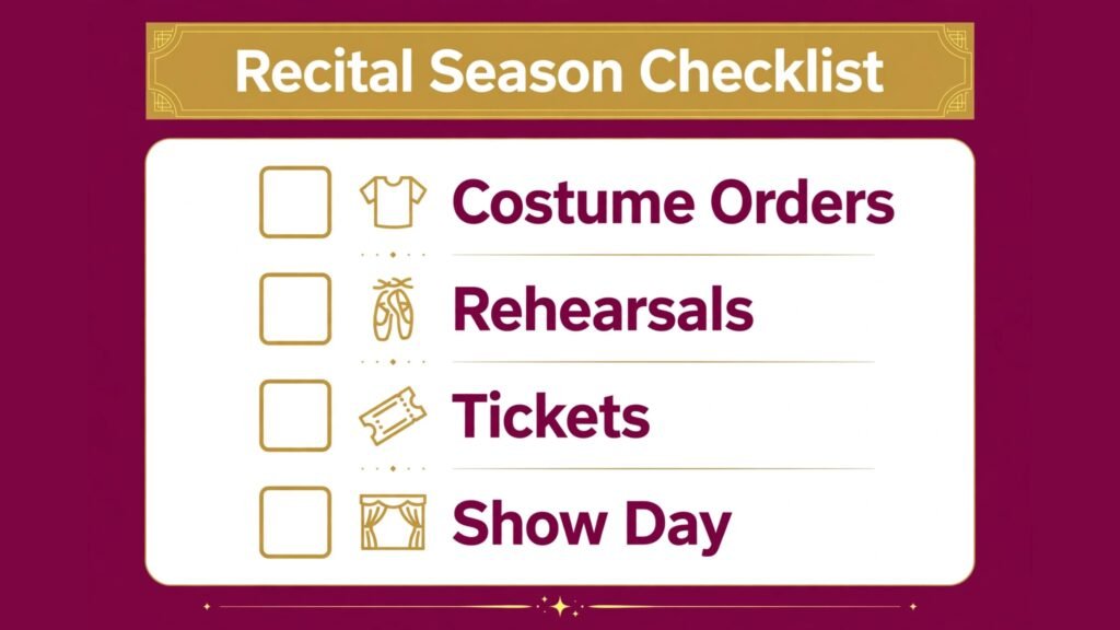 Infographic of dance recital season checklist