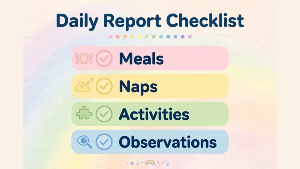 Infographic of a daycare daily report checklist