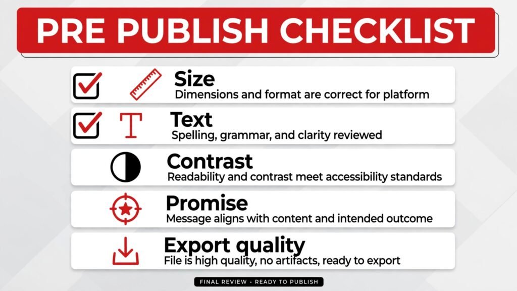 Infographic pre publish checklist for YouTube thumbnails