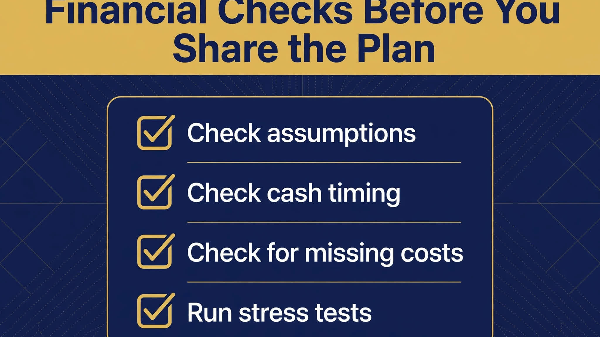 Infographic checklist for checking business plan financials