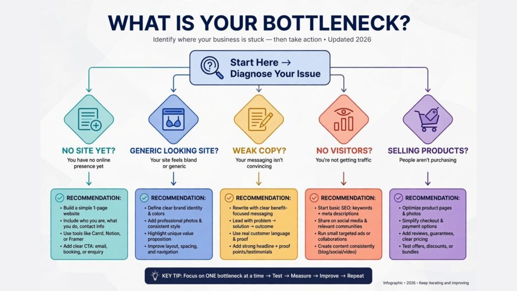 Decision flowchart, pick the right website builder for your bottleneck