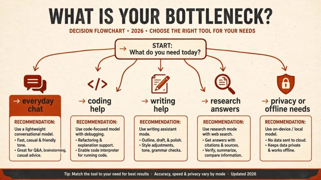 Decision flowchart, pick the right Claude alternative for your bottleneck