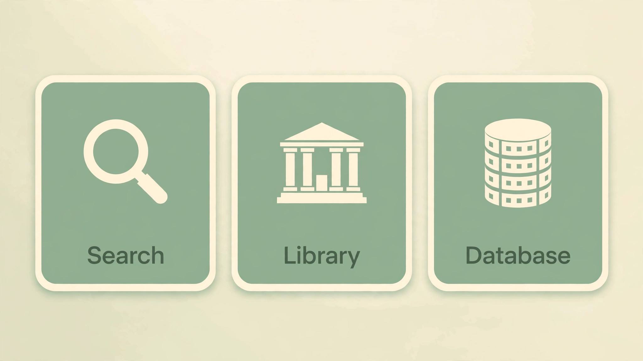 Literature search options compared as search tool, library and database
