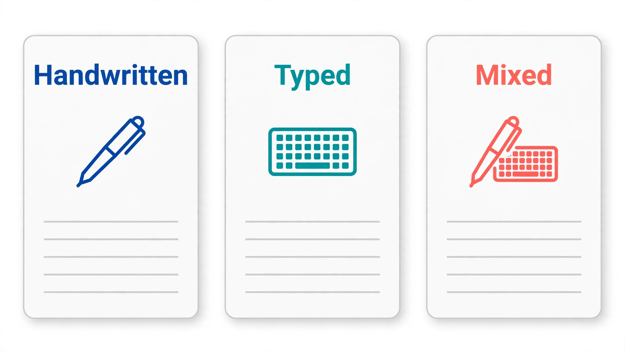 Comparison of handwritten, typed and mixed note-taking styles