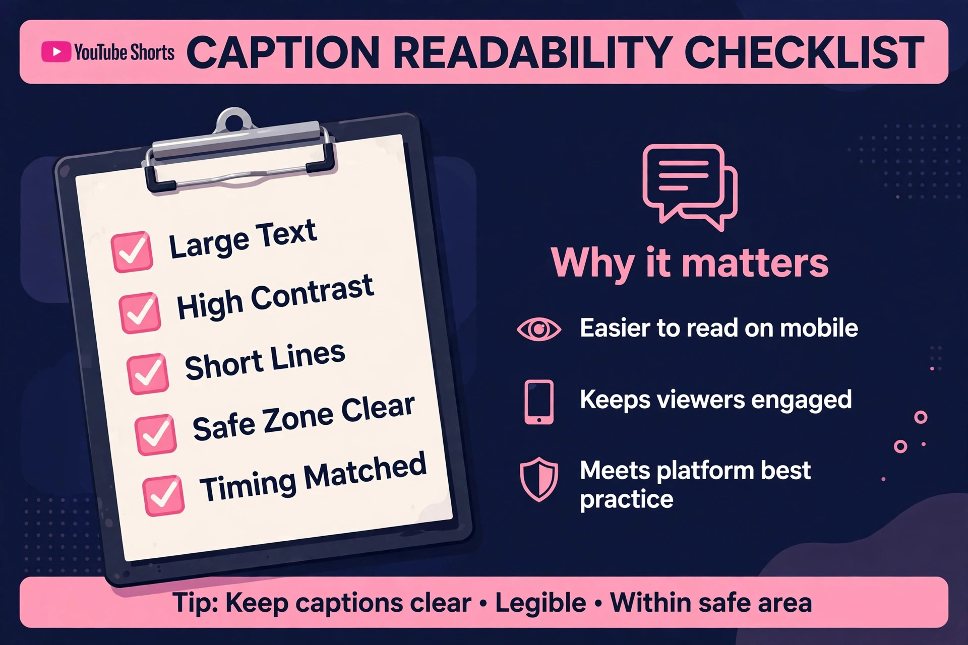 Caption readability checklist for YouTube Shorts