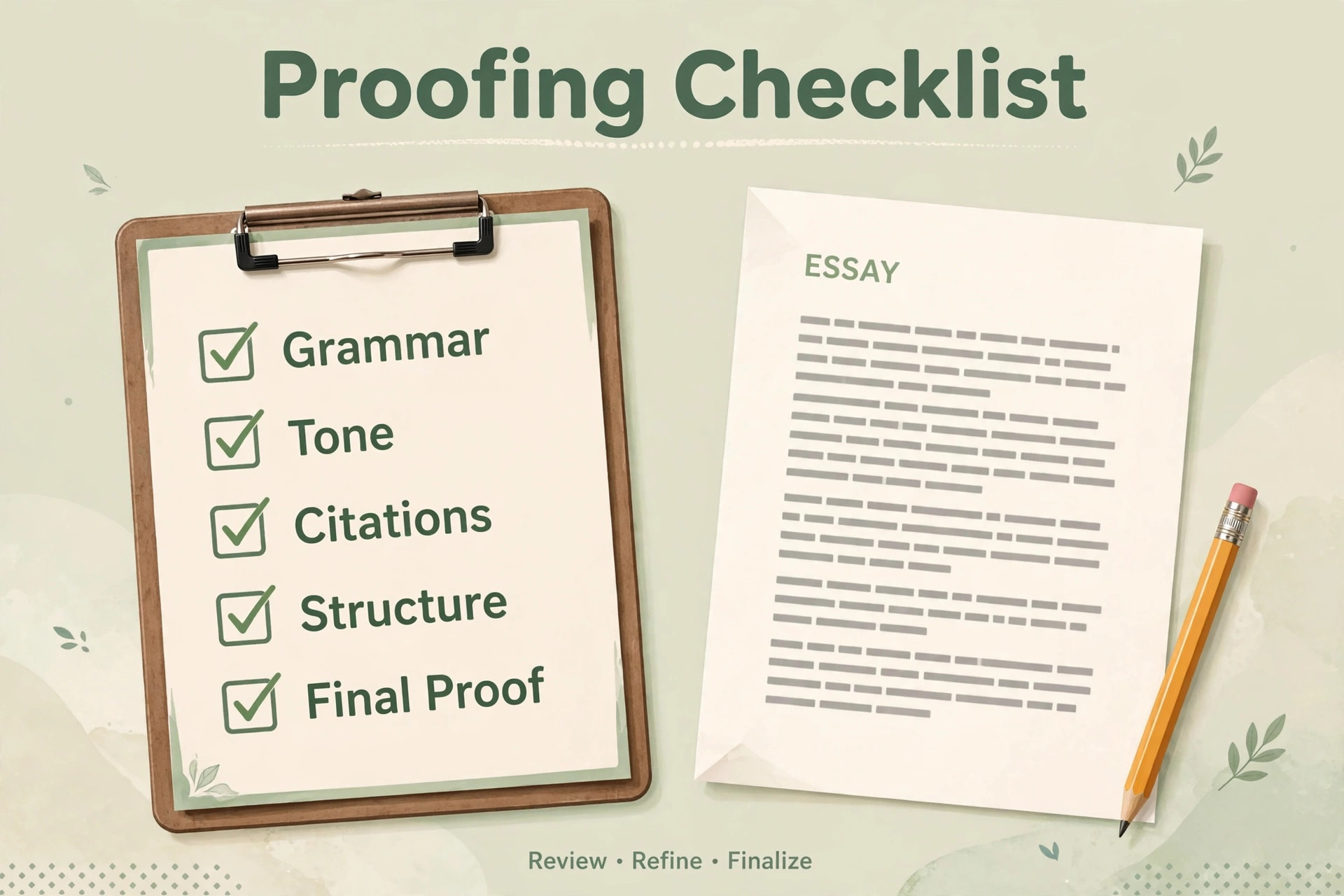 Proofing checklist for academic essays
