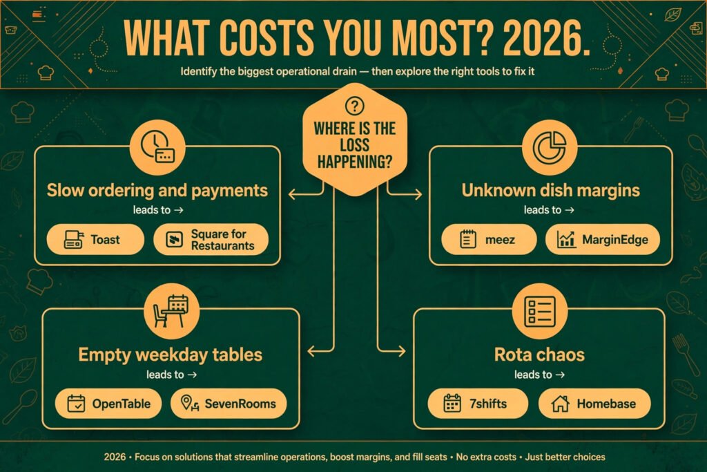 Decision flowchart, pick the right restaurant tool for your biggest cost