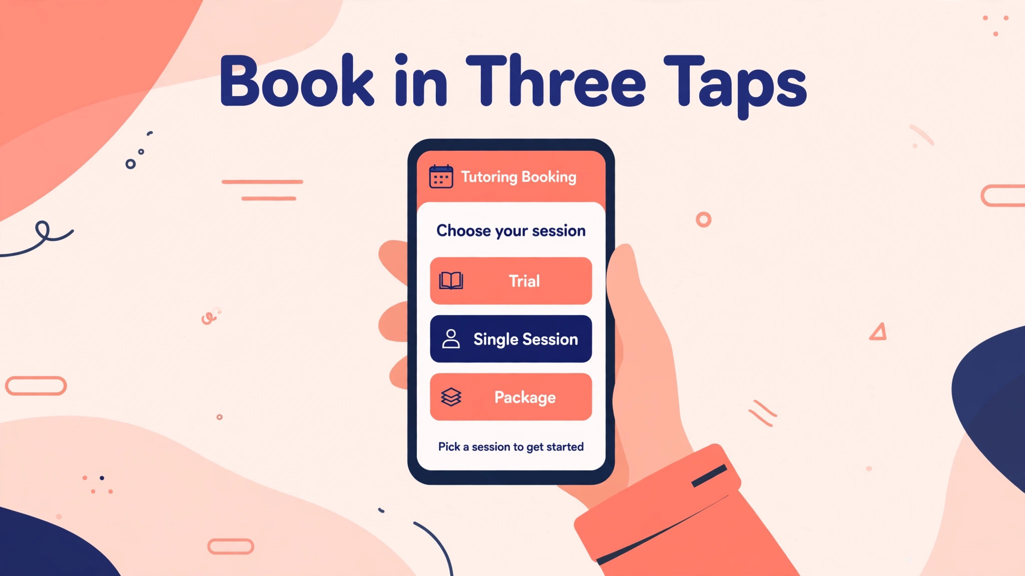 phone mockup of a tutoring booking page
