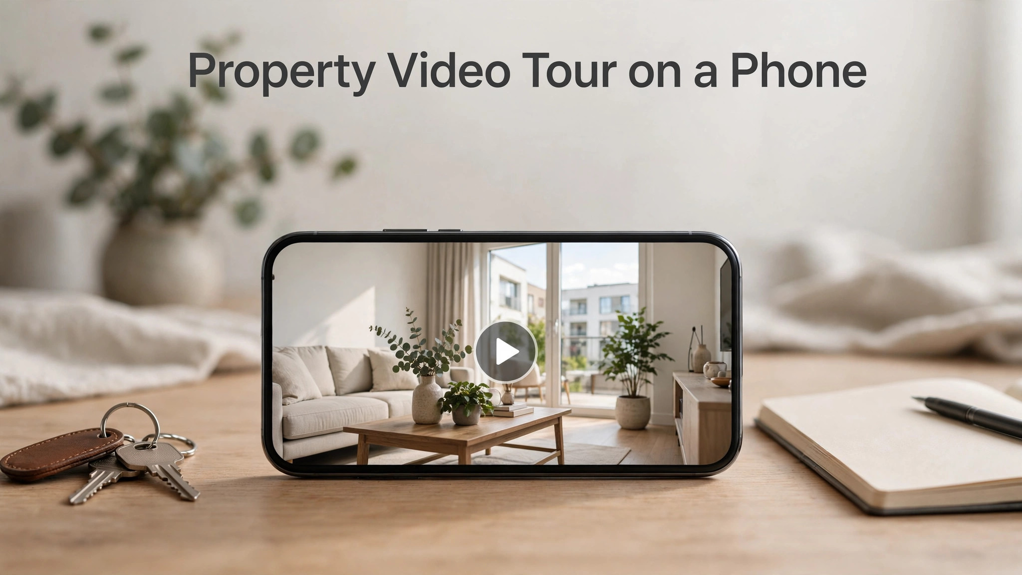 phone mockup of a property video tour