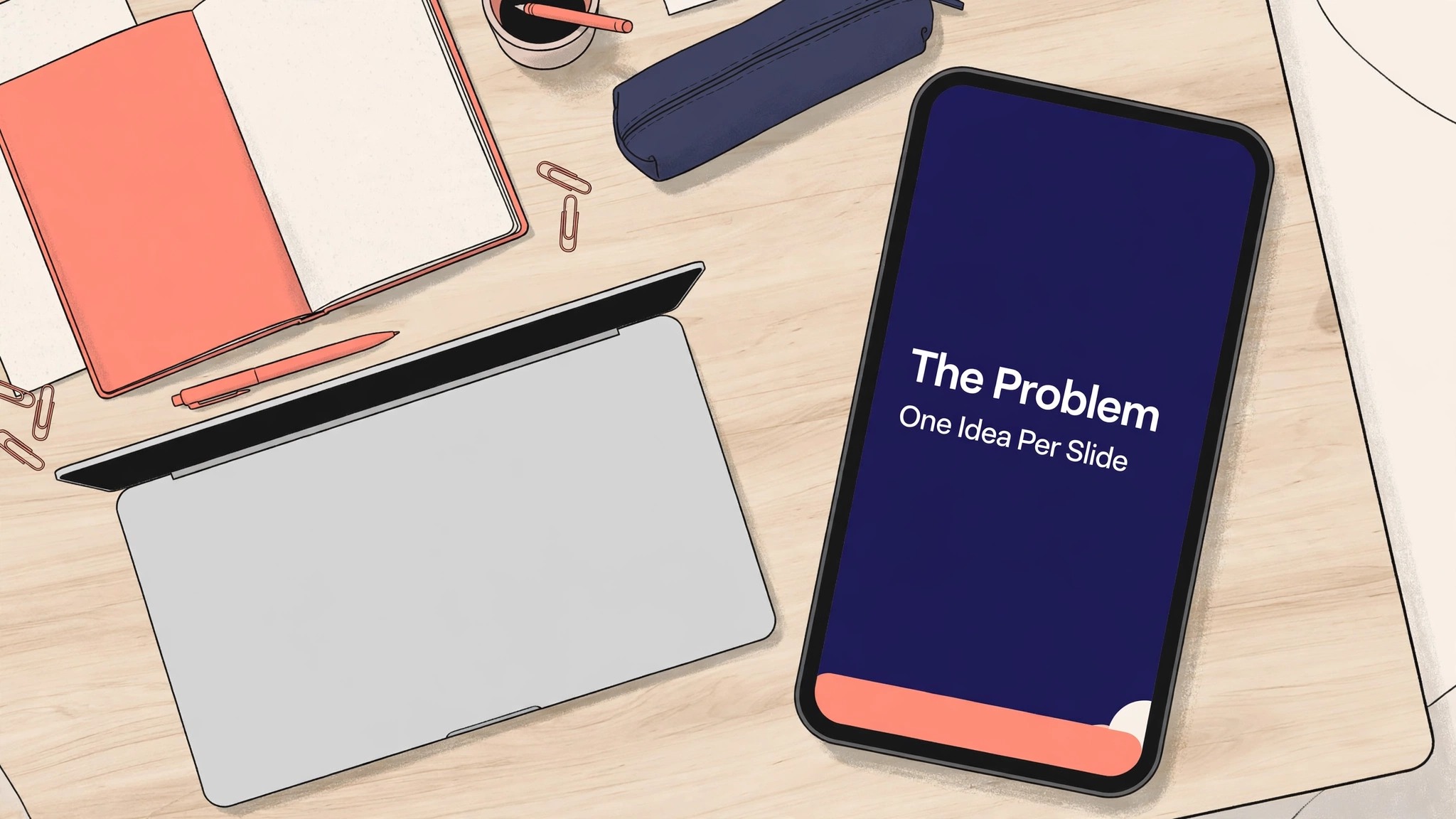 phone mockup of a pitch deck slide